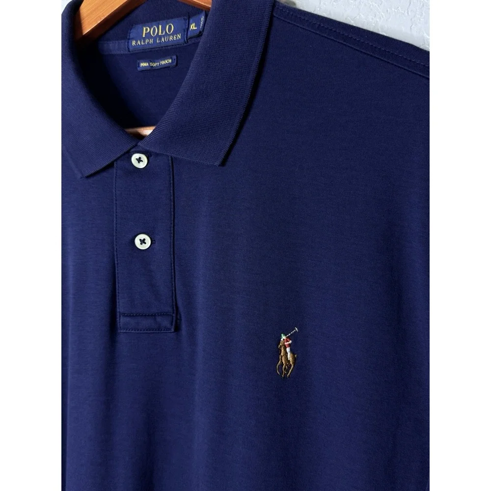 Polo Ralph Lauren Pima Soft Touch Polo Men's XL Navy Multicolor Pony Cotton